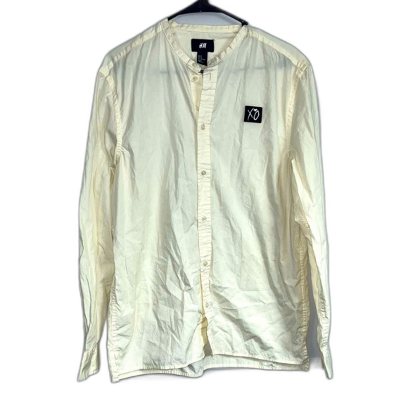H&M x The Weekend Collaboration Long Sleeved Cream Button Down Shirt Size Medium - Picture 1 of 5